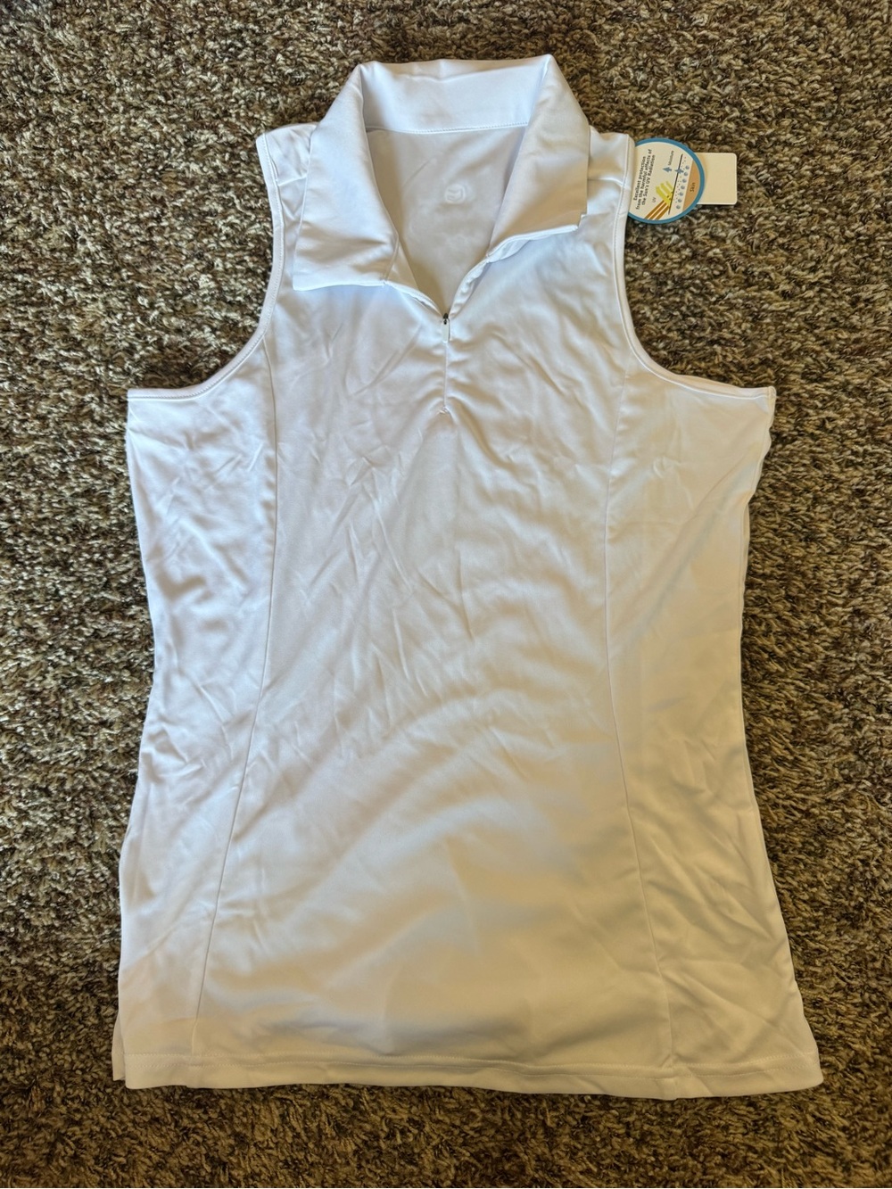 Women’s White Sleeveless Polo Top